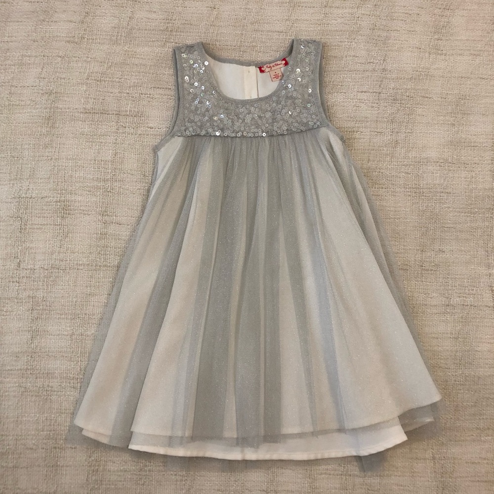 🆕EUC: Ruby & Bloom silver formal tulle laced dress sz 4